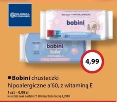 bobini Baby Chusteczki nawilżane z witaminą E 60 sztuk