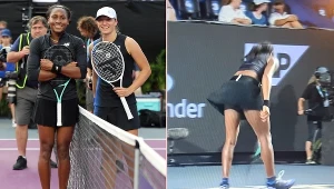 Coco Gauff humor dopisywał tylko przed meczem z Igą Świątek. W końcówce meczu złamała rakietę po... czterech z rzędu podwójnych błędach