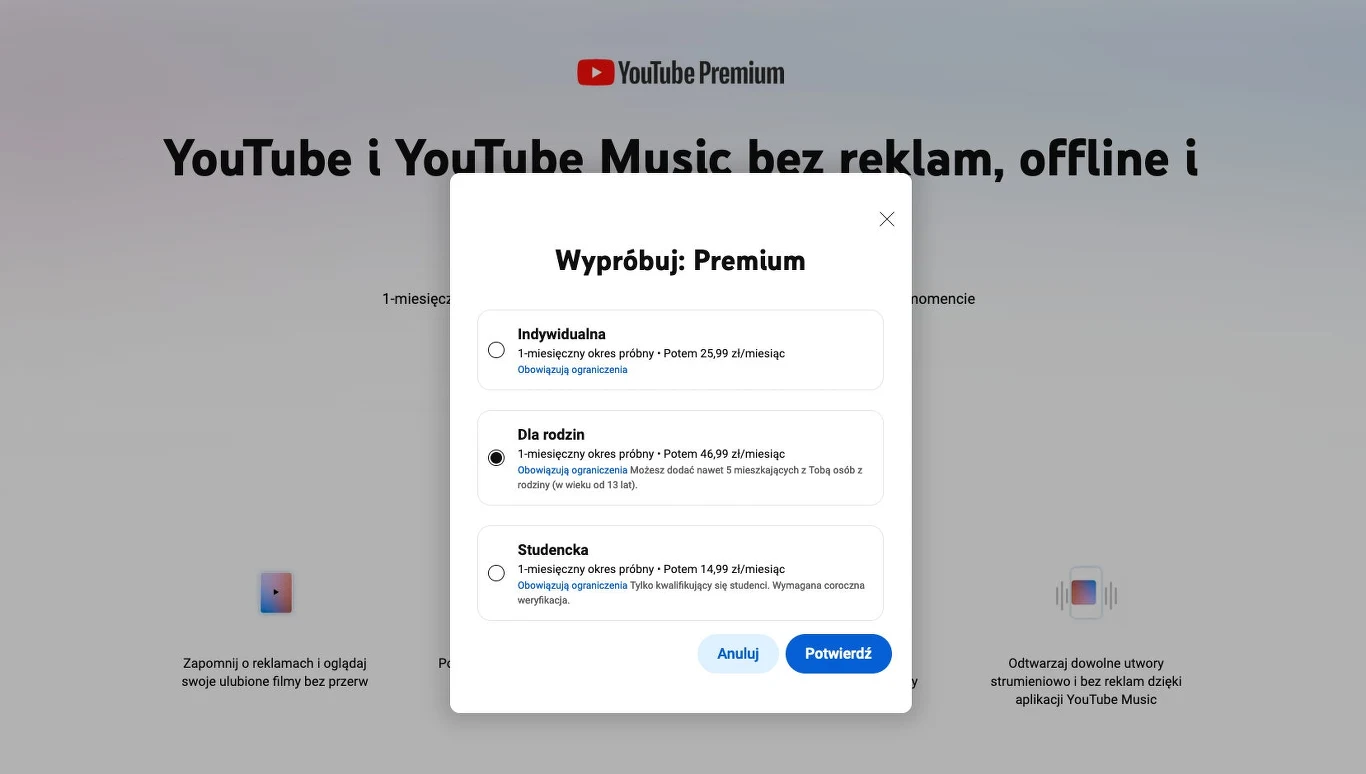 Aktualne ceny YouTube Premium w Polsce Aktualne ceny YouTube Premium w Polsce