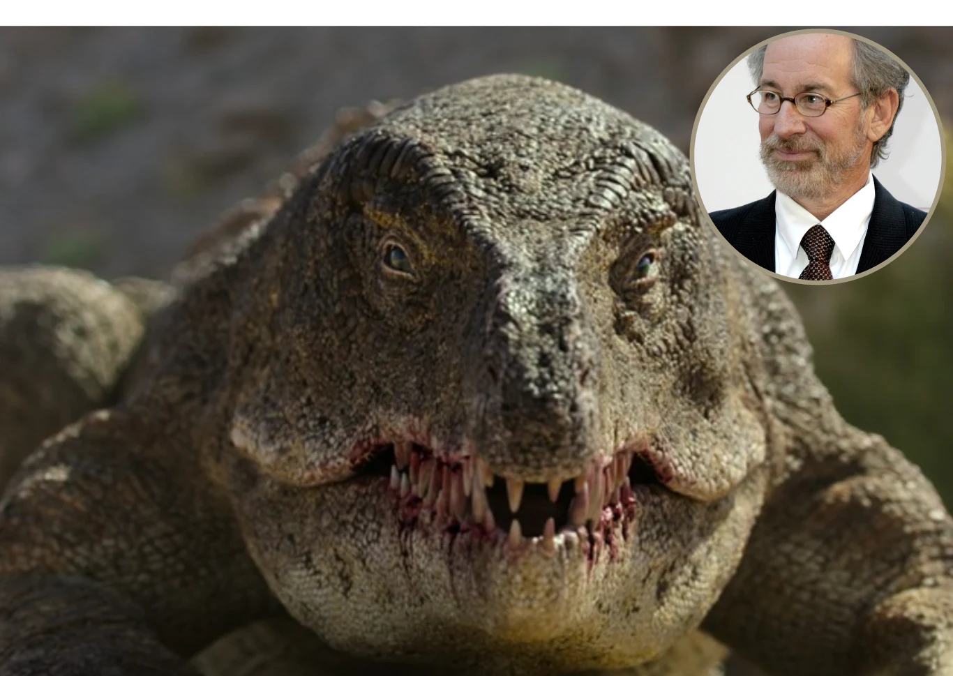Kadr z filmu "Życie na planecie Ziemia" oraz Steven Spielberg Kadr z filmu "Życie na planecie Ziemia" oraz Steven Spielberg