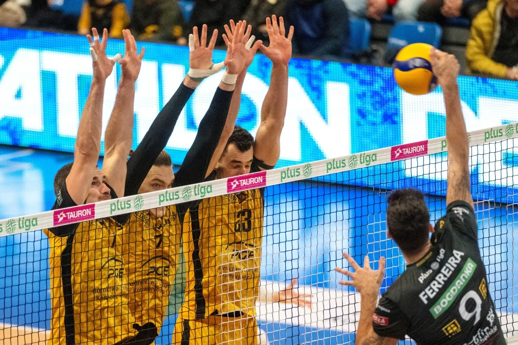 Alexandre Ferreira próbuje przebić się przez bełchatowski blok