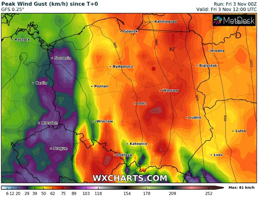 W piątek w Polsce wciąż będzie silnie wiało: na południu prędkość wiatru może sięgnąć 110 km/h