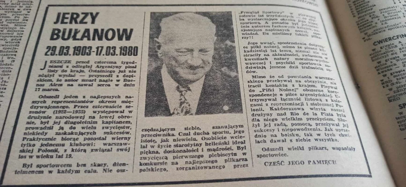 Nekrolog Jerzego Bułanowa w tygodniku "Piłka Nożna" Nekrolog Jerzego Bułanowa w tygodniku "Piłka Nożna"