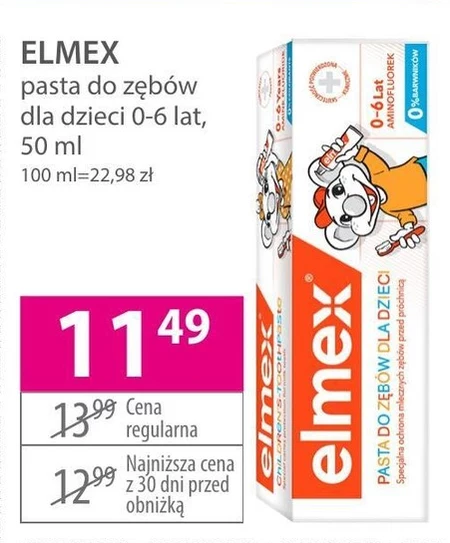 Pasta do zębów elmex dla dzieci 0-6 lat z zawartością fluoru 1000ppm