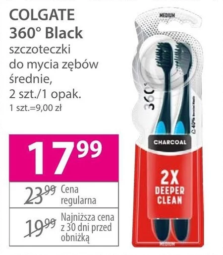 Szczoteczka do zębów Colgate 360 Deep Clean Charcoal Średnia
