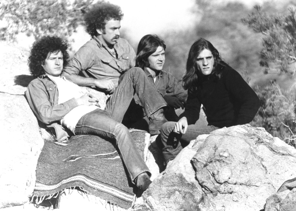 The Eagles w 1977 r. - od lewej: Don Henley, Bernie Leadon, Randy Meisner, Glenn Frey. Żyją już tylko dwaj pierwsi