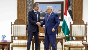 Sekretarz stanu USA Antony Blinken i  prezydent Autonomii Palestyńskiej Mahmud Abbas 