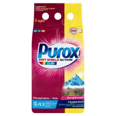 Purox Proszek do prania tkanin kolorowych 3 kg (43 prania) - 0