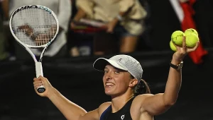 Iga Świątek celebrująca swoje zwycięstwo