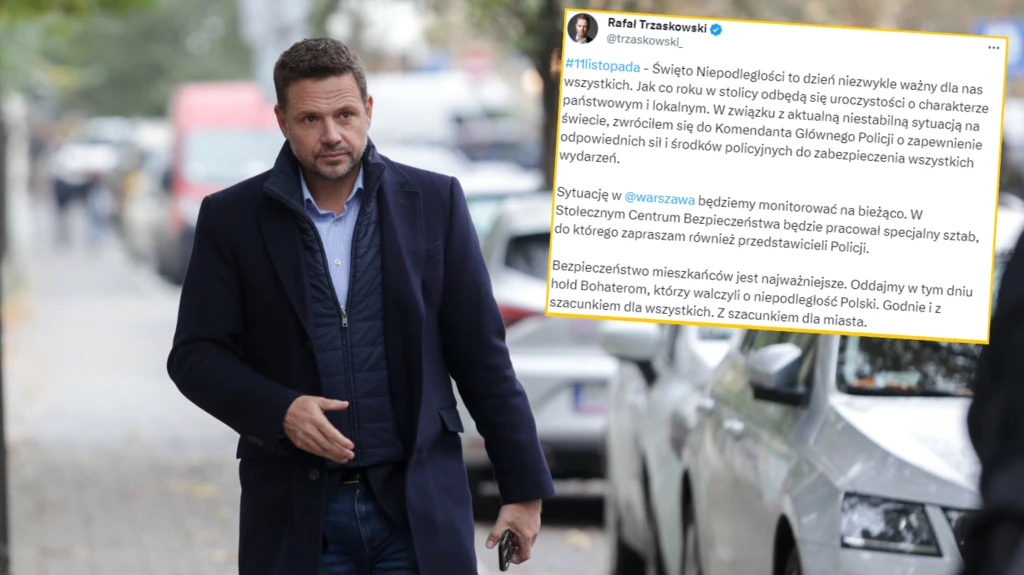 Prezydent Warszawy Rafał Trzaskowski apeluje o spokojne obchody 11 listopada Prezydent Warszawy Rafał Trzaskowski apeluje o spokojne obchody 11 listopada