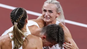 Wzruszona Justyna Święty-Ersetic podczas igrzysk olimpijskich w Tokio