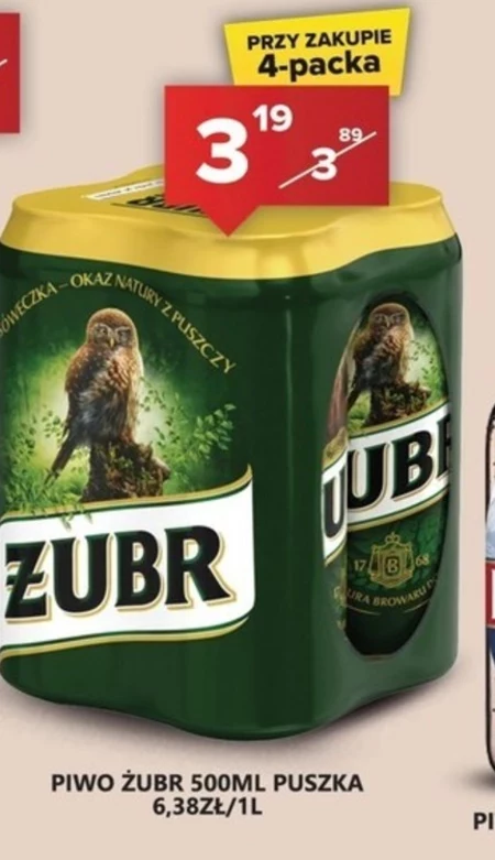 Żubr Piwo jasne 2 l (4 x 0,5 l)