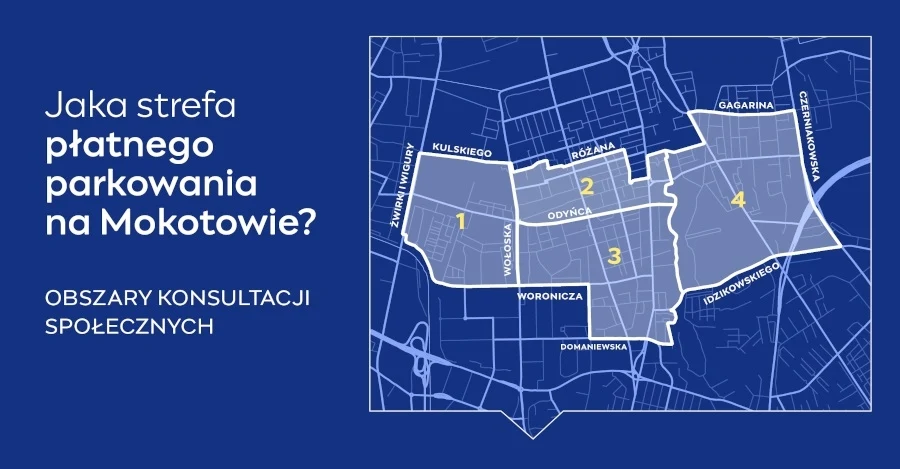 Teren, który miałaby objąć strefa płatnego parkowania, został podzielony na cztery obszary.