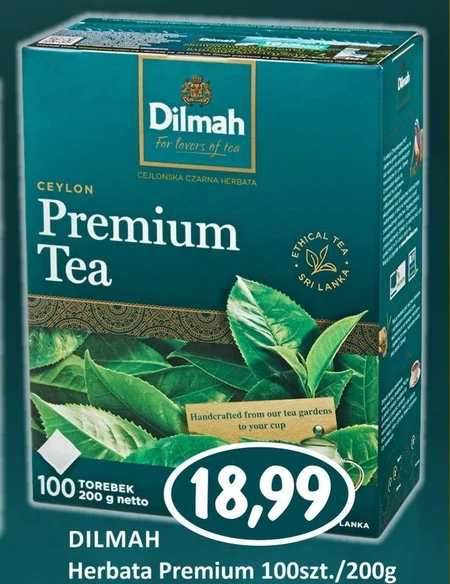 Dilmah Ceylon Premium Tea Klasyczna czarna herbata 200 g (100 x 2 g)