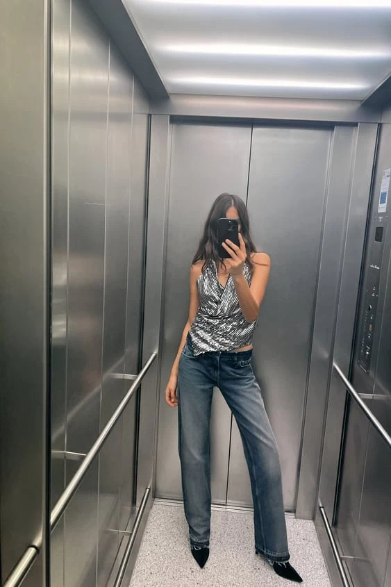 Spodnie z niskim stanem ZARA