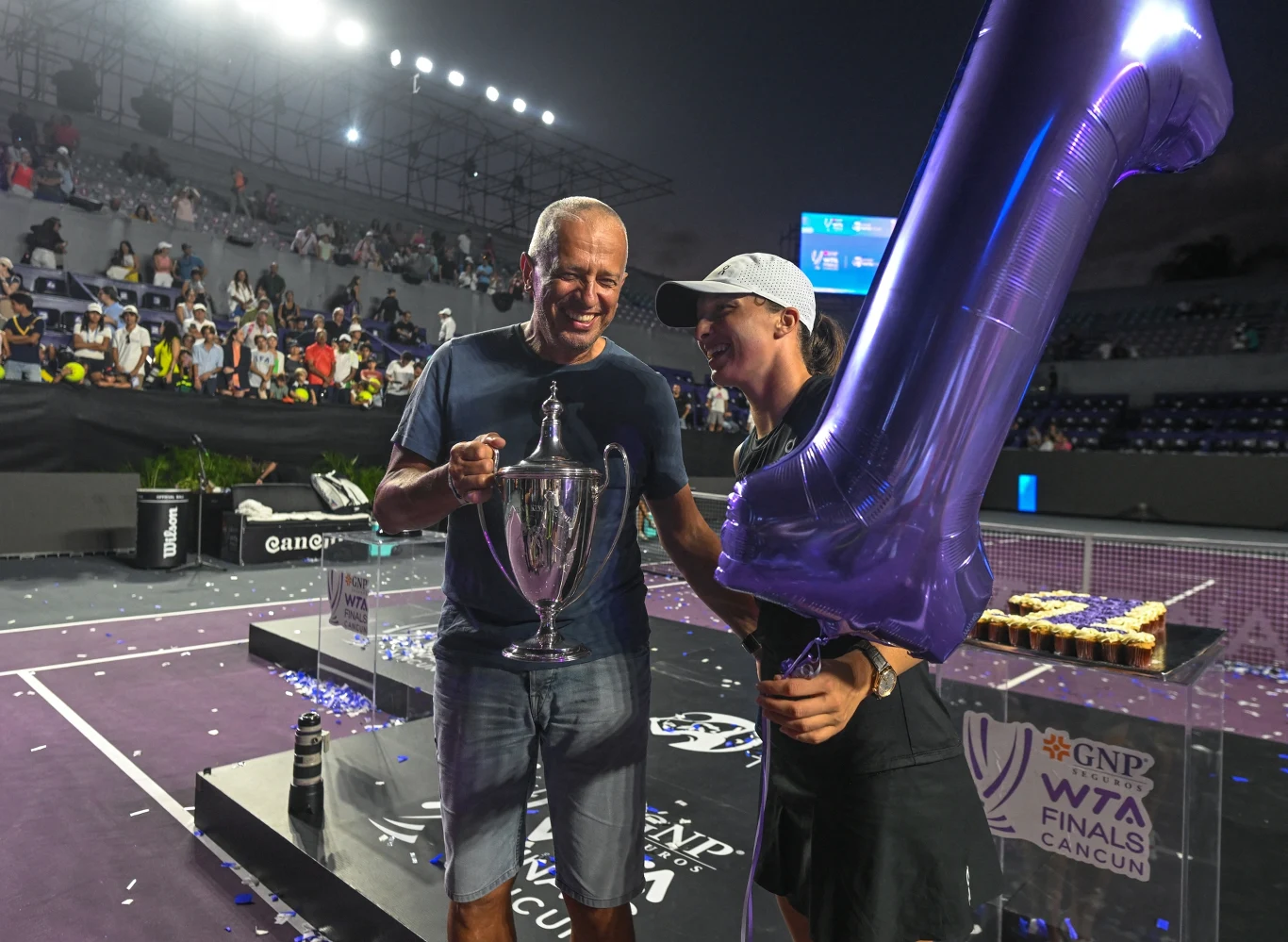 Iga Świątek z tatą Tomaszem