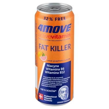 4Move Active Vitamin Fat Killer Gazowany napój smak grejpfruta i cytryny 330 ml - 0