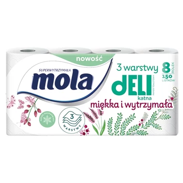 Mola Delikatna Biała papier toaletowy 8 rolek - 0