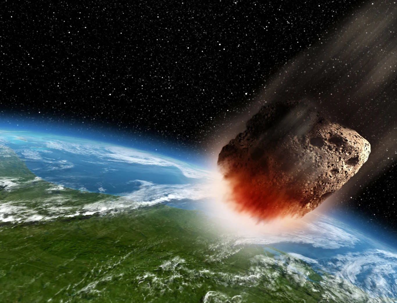 Meteoryt zbliżający się do Ziemi