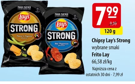 Lay's Strong Chipsy ziemniaczane karbowane o smaku pikantnego pepperoni 120 g