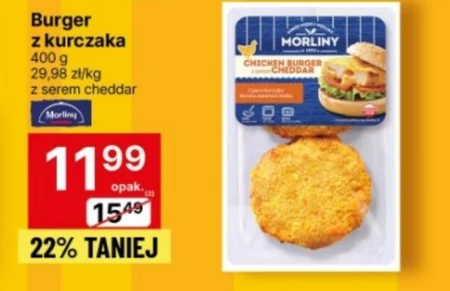 Morliny Chicken burger z serem cheddar 400 g