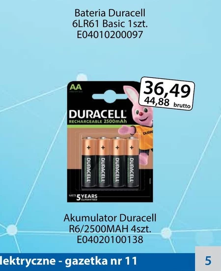 Duracell AA 1,2 V 2500 mAh Akumulator 4 sztuki