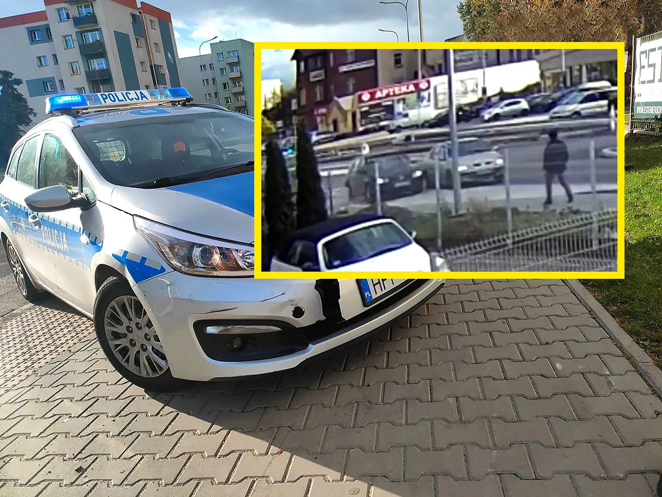 Pieszy z refleksem kaskadera. Scena jak z filmu podczas pościgu Pieszy z refleksem kaskadera. Scena jak z filmu podczas pościgu