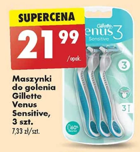 Venus 3 Sensitive Jednorazowe maszynki do golenia dla kobiet, 3 sztuk