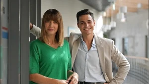 Grażyna Wolszczak i Patryk Cebulski w serialu "Pierwsza miłość"