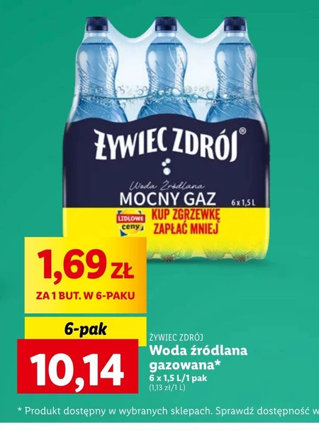 Żywiec Zdrój Mocny Gaz Woda źródlana 6 x 1 l