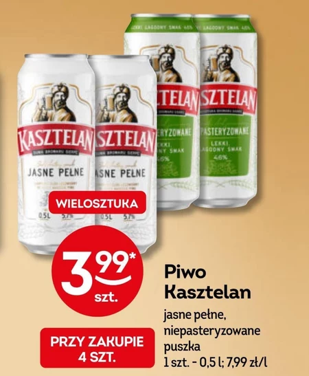 Kasztelan Piwo jasne niepasteryzowane 500 ml