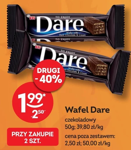 Dare Wafel w czekoladzie deserowej z kremem kakaowym 50 g