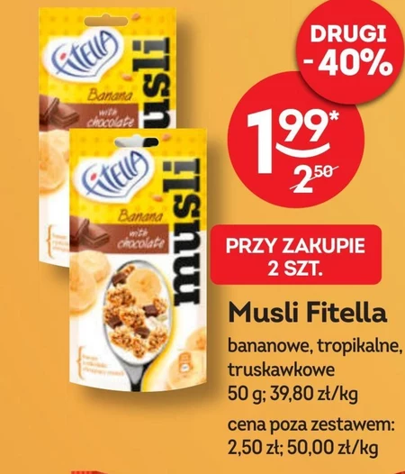 Fitella Musli chrupkie bananowe z kawałkami czekolady i nasionami chia 300 g