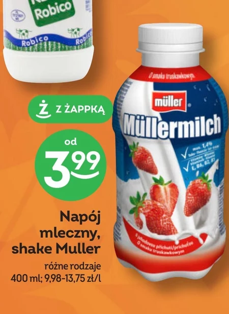 Müller Müllermilch Napój mleczny o smaku truskawkowym 400 g