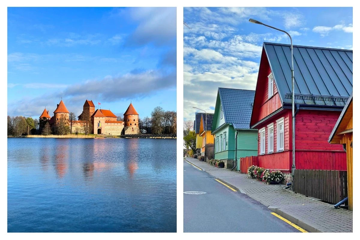 Zamek w Trokach i drewniane domki, z których słynie ulica Karaimska