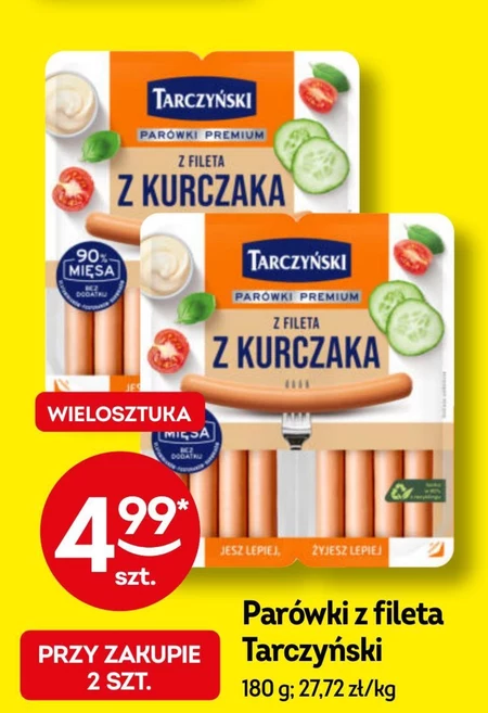 Tarczyński Parówki premium z fileta z kurczaka 180 g (2 x 90 g)