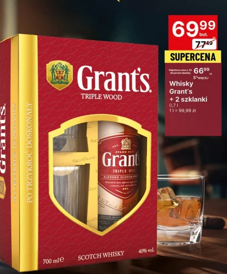 Grant's Family Reserve Szkocka whisky 700 ml + 2 szklanki