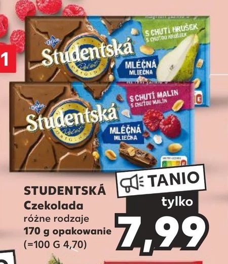 Nestlé Studentská Czekolada mleczna z orzeszkami ziemnymi żelkami i rodzynkami 170 g
