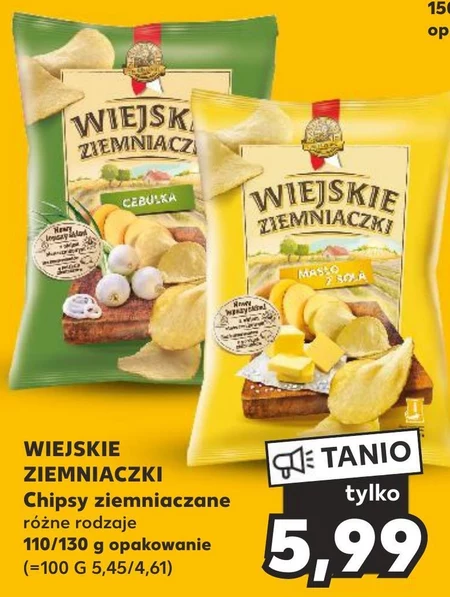 Wiejskie Ziemniaczki Chipsy ziemniaczane śmietanka z cebulką 130 g 