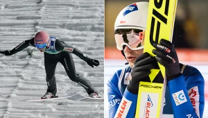 Skoki narciarskie - Turniej Czterech Skoczni. Na zdjęciu Dawid Kubacki oraz Kamil Stoch w akcji