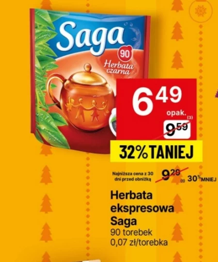 Saga Herbata czarna 126 g (90 torebek)