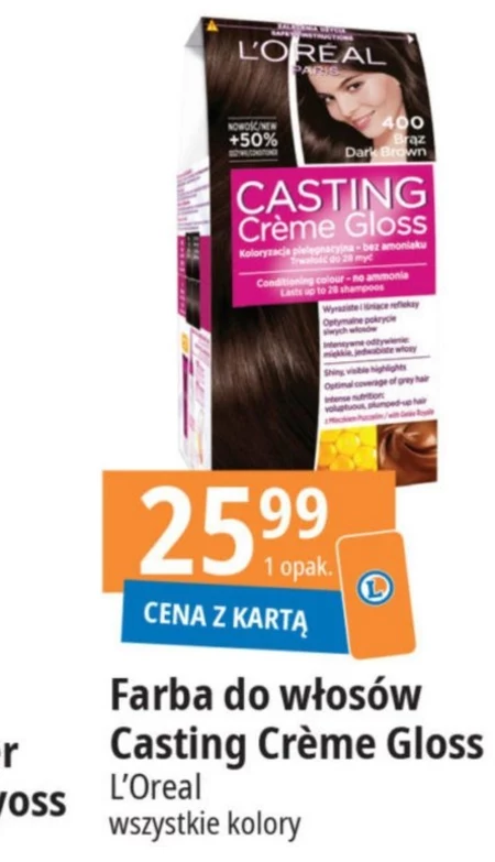 L'Oréal Paris Casting Crème Gloss Krem koloryzujący 200 hebanowa czerń