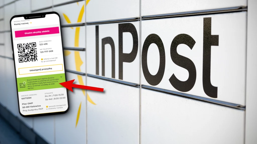 W najnowszej wersji aplikacji InPost Mobile do obsługi paczkomatów dodano nową funkcję. Zielona belka informuje użytkowników i użytkowniczki o śladzie węglowym paczki
