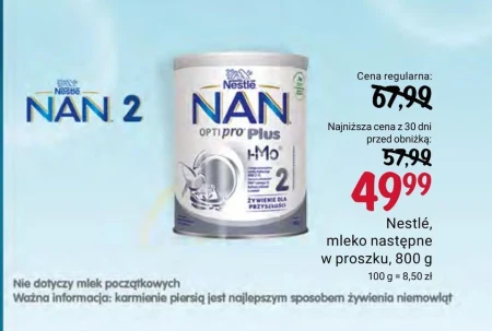 NAN OPTIPRO Plus 2 Mleko następne dla niemowląt powyżej 6. miesiąca 800 g