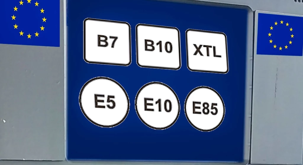 Oznaczenia na stacjach paliw wynikają z przepisów Unii Europejskiej.