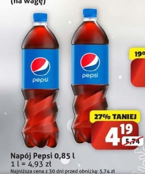 Pepsi Napój gazowany o smaku cola 0,85 l niska cena