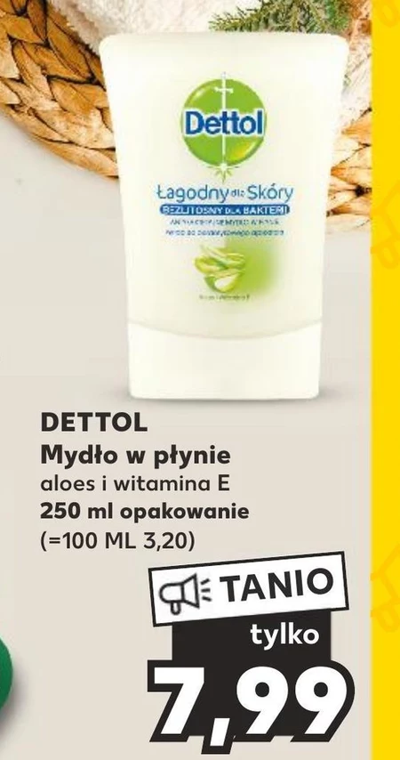 Dettol Antybakteryjne mydło w płynie wkład do bezdotykowego aplikatora aloes i witamina E 250 ml