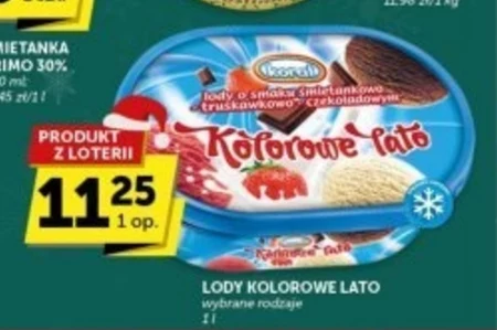 Koral Kolorowe lato Lody o smaku śmietankowo-truskawkowo-czekoladowym 1 l