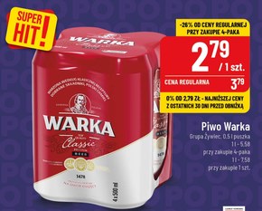 Warka Classic Piwo jasne 4 x 500 ml niska cena