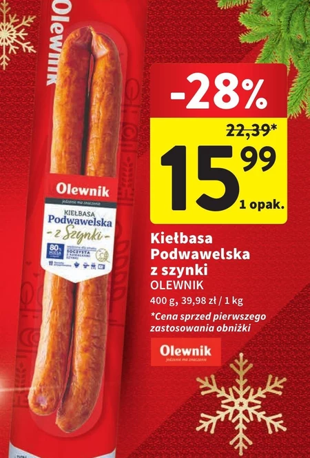 Olewnik Kiełbasa podwawelska z szynki 500 g